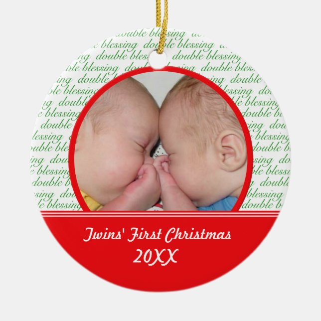 Double Blessing Twins' First Christmas Ornament (Front)