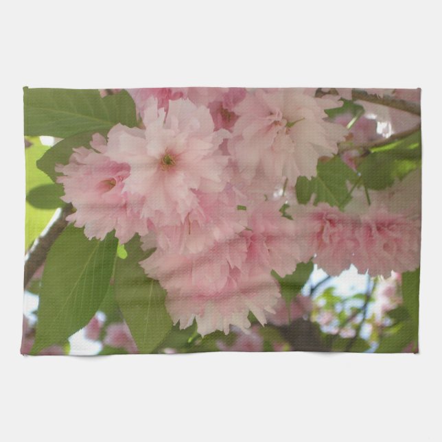 Double Blossoming Cherry Tree II Spring Floral Kitchen Towel (Horizontal)