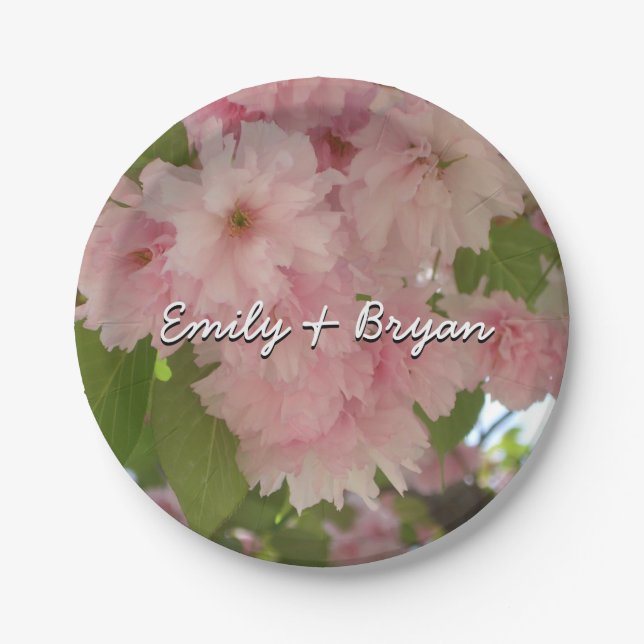 Double Blossoming Cherry Tree II Spring Floral Paper Plate (Front)