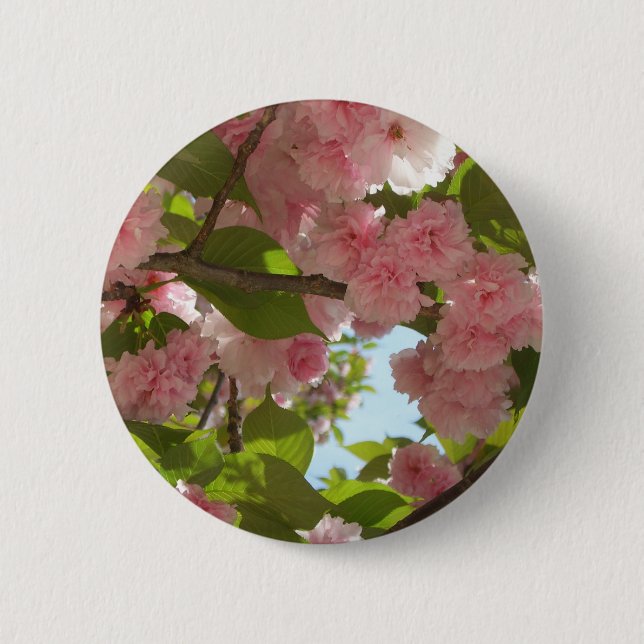 Double Blossoming Cherry Tree III Spring Floral 2 Inch Round Button (Front)