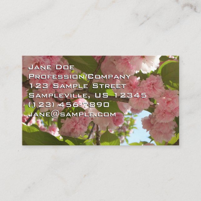 Double Blossoming Cherry Tree III Spring Floral Business Card (Front)