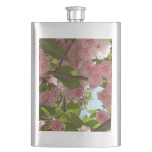 Double Blossoming Cherry Tree III Spring Floral Hip Flask