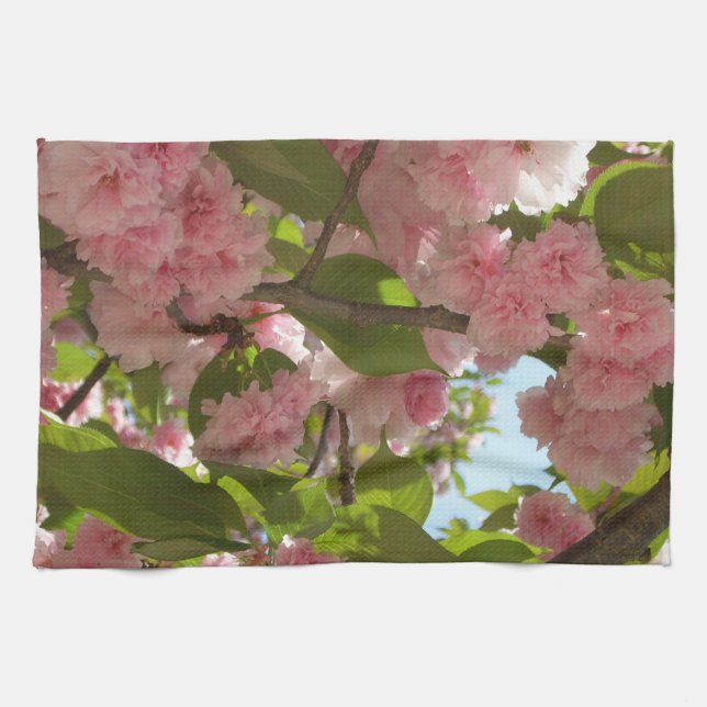 Double Blossoming Cherry Tree III Spring Floral Kitchen Towel (Horizontal)