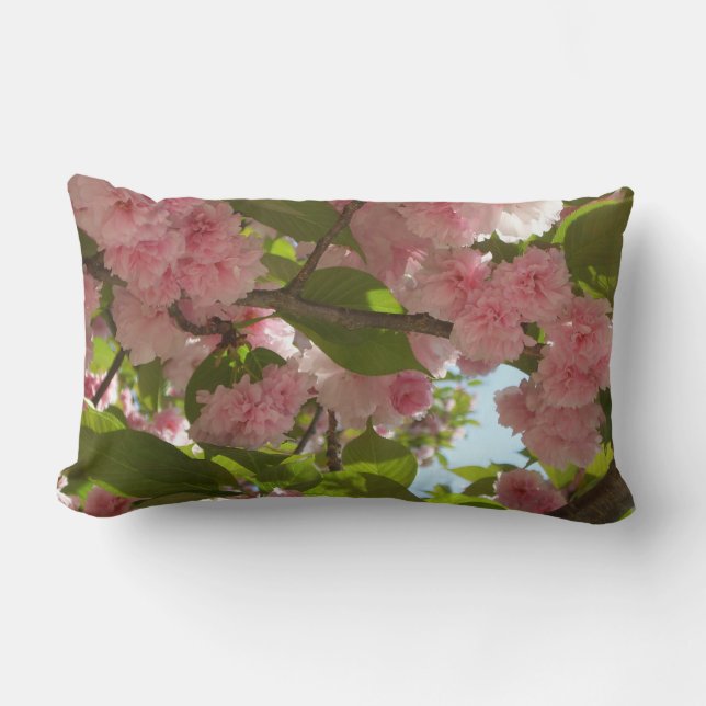 Double Blossoming Cherry Tree III Spring Floral Lumbar Pillow (Front)
