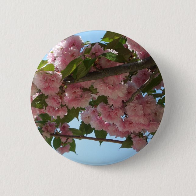 Double Blossoming Cherry Tree IV Spring 2 Inch Round Button (Front)