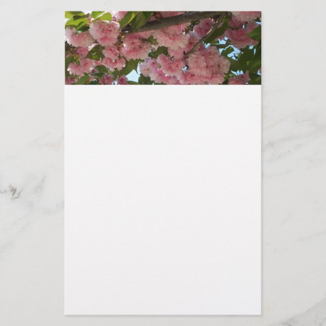 Double Blossoming Cherry Tree IV Spring Stationery (Front)