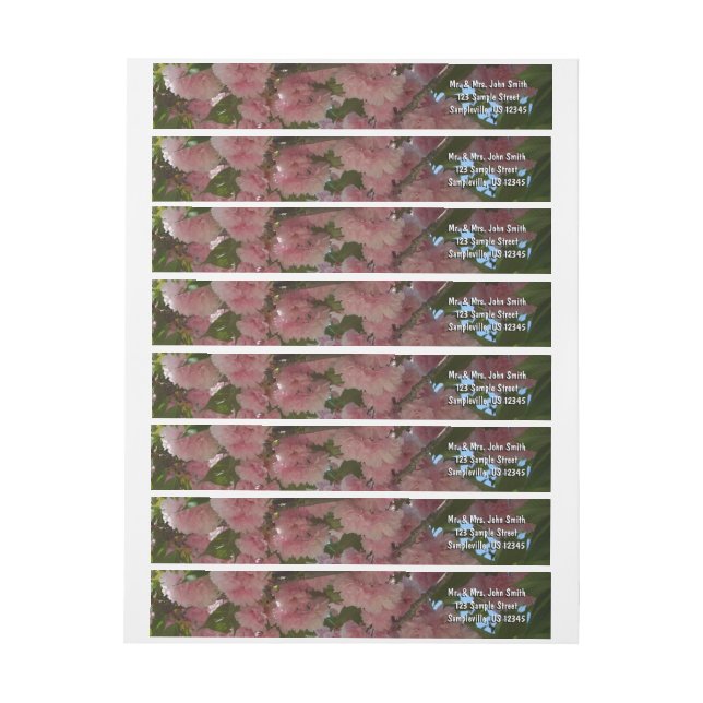 Double Blossoming Cherry Tree IV Spring Wrap Around Label (Sheet)