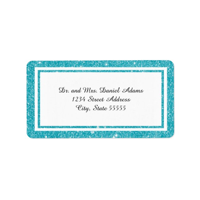 Double Blue Glitter Trim - Address Label (Front)