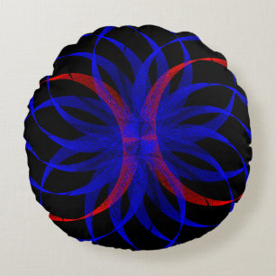 Double Blueberry Accent Geometric Round Pillow