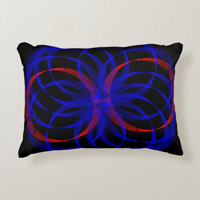 Double Blueberry Colour Geometric Accent Pillow (Front)