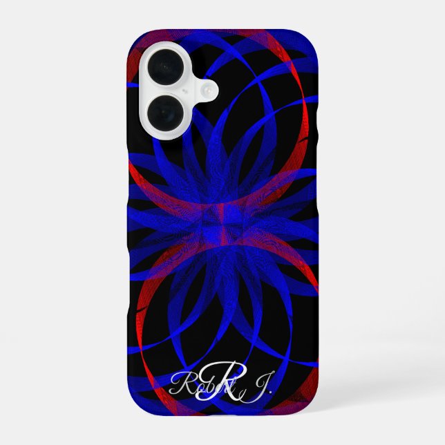 Double Blueberry Colour Geometric iPhone 16 Case (Back)