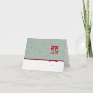Double bonheur chinois Carte de remerciements blan