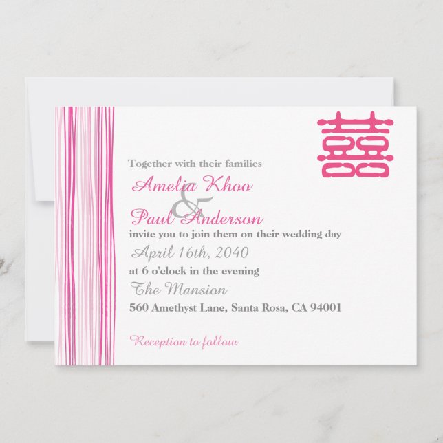 Double bonheur chinois Faire-part de mariage (Devant)