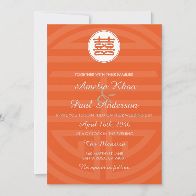Double Bonheur Faire-part de mariage chinois (Devant)