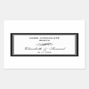 Double border black swirl wedding reception candy sticker