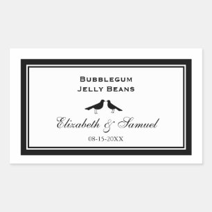 Double border love birds wedding reception candy sticker