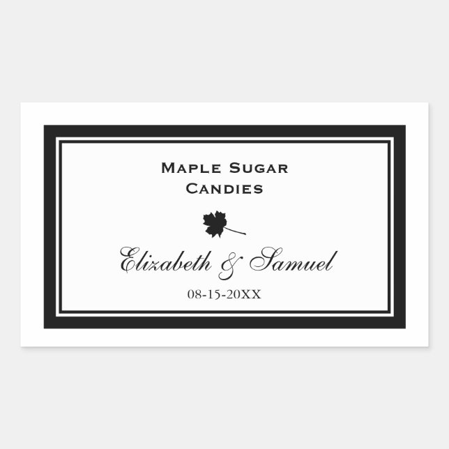 Double border maple leaf wedding reception candy sticker (Front)