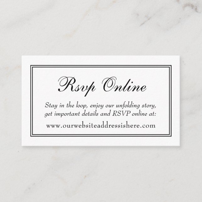 Double-Bordered White RSVP Online Enclosure Card (Front)