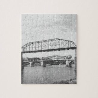 Double Bridge Black and White Photography Jigsaw Puzzle
