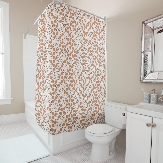 Double Bubble Orange Style Bathroom Shower Curtain (In Situ)