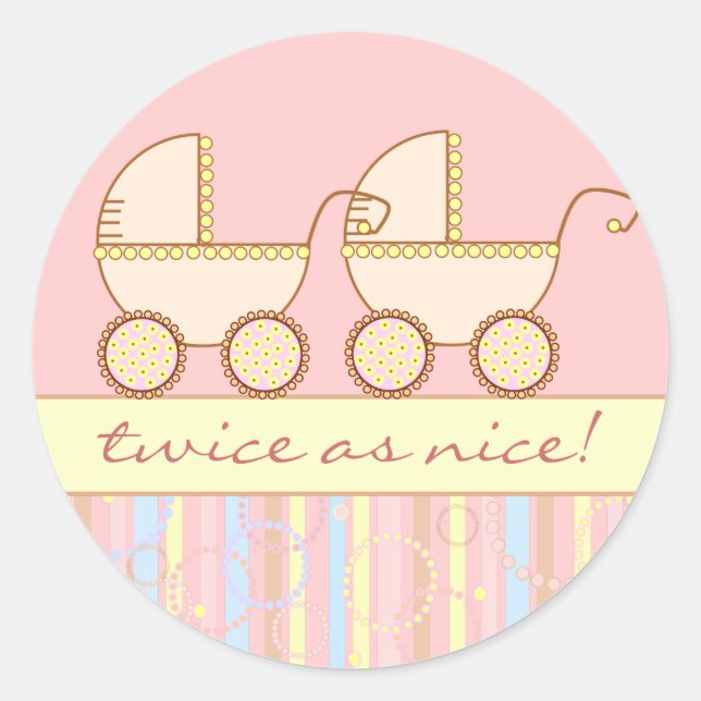 Double Carriage Twin Girls Classic Round Sticker (Front)