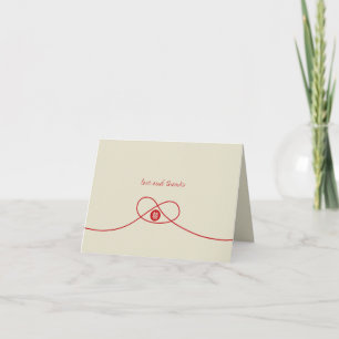 Double carte de remerciements rouge de mariage de