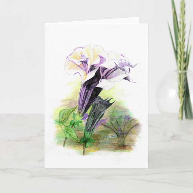 Double carte de voeux de trompette d'ange de (Devant)