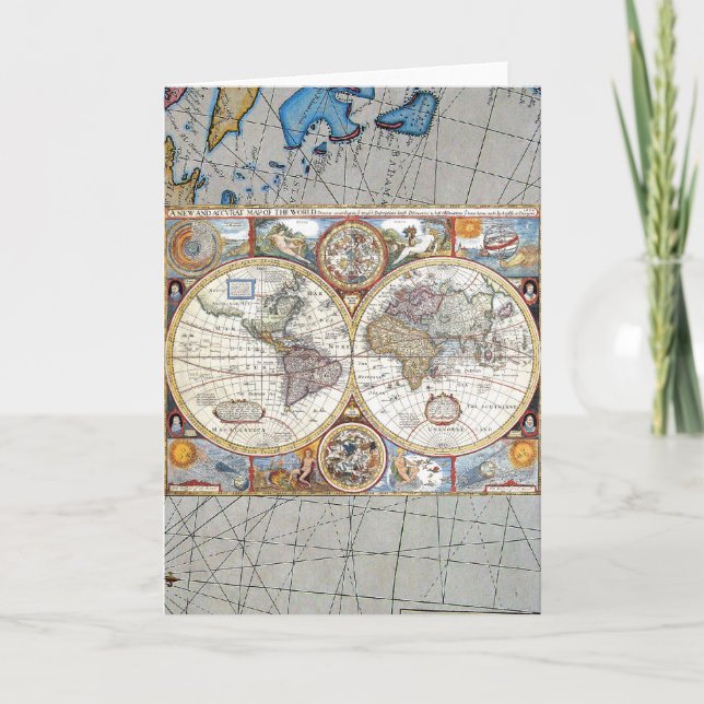 Double carte du 17ème siècle du monde d'hémisphère (Devant)