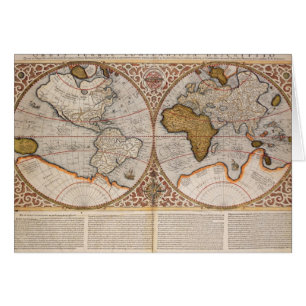 Double carte du monde d'hémisphère, 1587