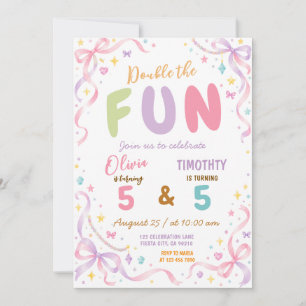 Double Celebration Boy Girl Joint Birthday Party Invitation