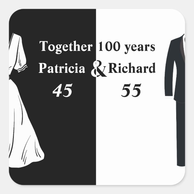 Double Celebration Joint Birthday 100 Year Square Sticker (Front)