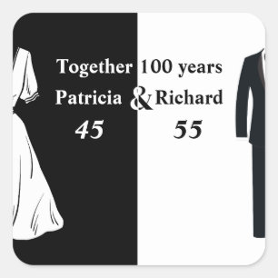 Double Celebration Joint Birthday 100 Year Square Sticker