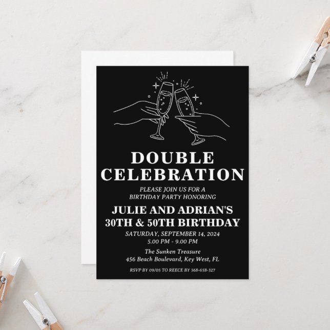 Double celebration joint birthday party invitation (Front/Back In Situ)
