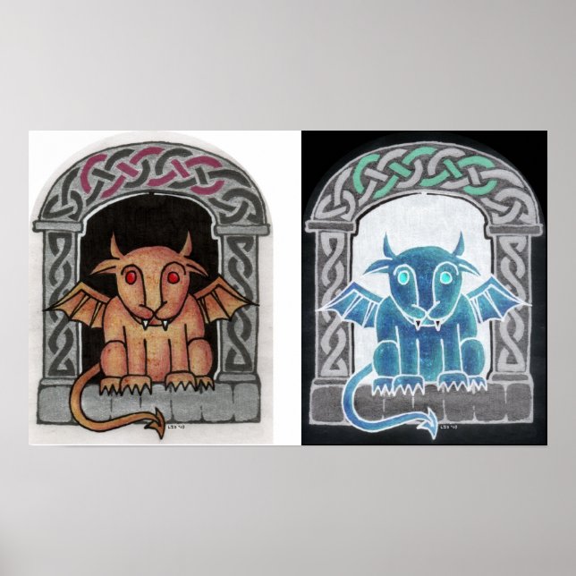 Double Celtic Gargoyle print (Front)