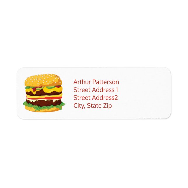 Double Cheeseburger Return Address Label White (Front)