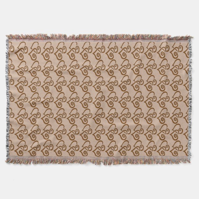 Double Chocolate Brown Hearts Pattern Throw Blanket (Front)
