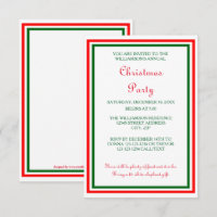 Double Christmas Trim -3x5 Christmas Party Invite