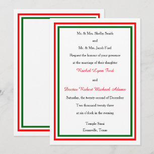 Double Christmas Trim -5x7 Wedding Invitation