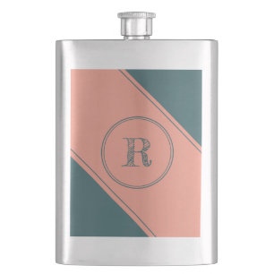 Double Circle Geometric Rectangle Initial Letter Hip Flask