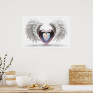 *~*~ Double Coeur Ange Ailes AP78 Poster Opal