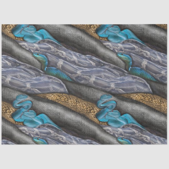 Double colour blue, black and yellow-brown Reptile Tissue Paper (Front)