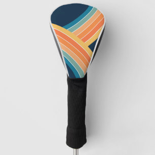Double colourful retro style rainbow golf head cover