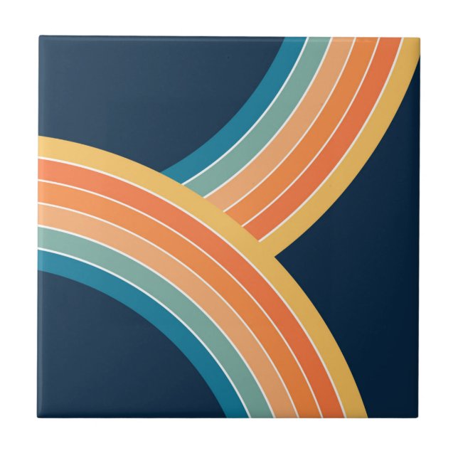 Double colourful retro style rainbow tile (Front)