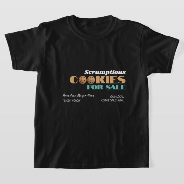 Double Cookies Logo, Cookie Sales Fundraising T-Shirt (Laydown)