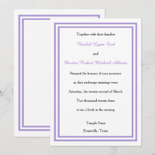 Double coupe Lavender -5x7 Faire-part de mariage
