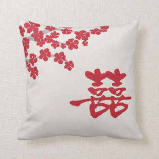 Double coussin de fleurs de cerisier de bonheur