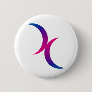 Double Crescent Moon Bisexual Pride Symbol 2 Inch Round Button