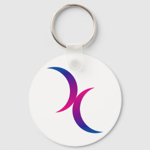 Double Crescent Moon Bisexual Pride Symbol Keychain