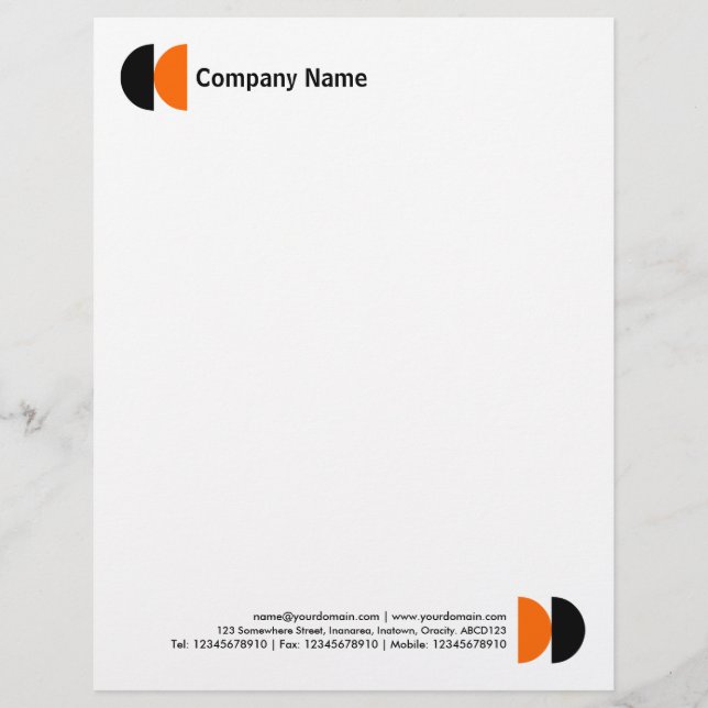 Double Crescents - Black and Orange Letterhead (Front)
