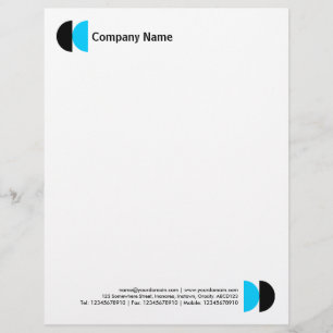 Double Crescents - Black and Sky Blue Letterhead